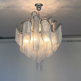 Lampadario a chiocciola in alluminio argento, lampada a sospensione di design