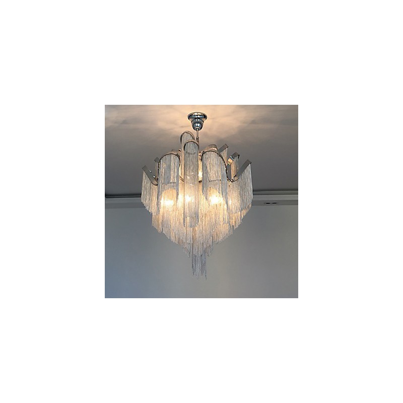 Lampadario a chiocciola in alluminio argento, lampada a sospensione di design