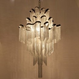 Lampadario a chiocciola in alluminio argento, lampada a sospensione di design