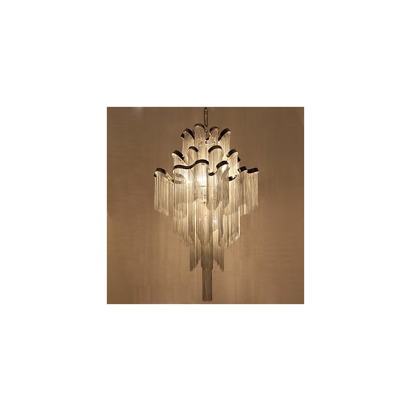 Lampadario a chiocciola in alluminio argento, lampada a sospensione di design