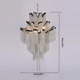 Lampadario a chiocciola in alluminio argento, lampada a sospensione di design