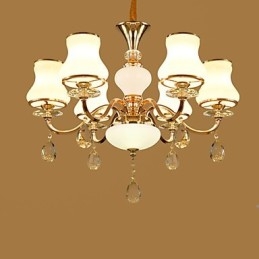 Lampadario contemporaneo elettroplaccato con cristalli e struttura in metallo