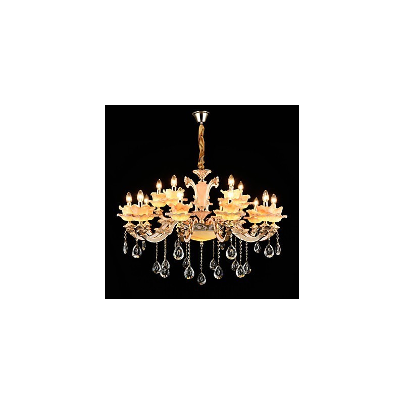 Lampadario in lega di zinco con cristalli, mini stile, 15 lampadine, E12/E14