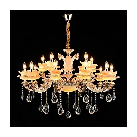 Lampadario in lega di zinco con cristalli, mini stile, 15 lampadine, E12/E14