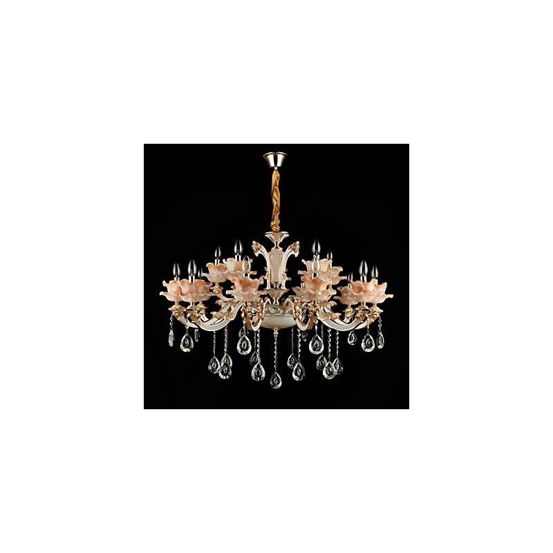 Lampadario in lega di zinco con cristalli, mini stile, 15 lampadine, E12/E14