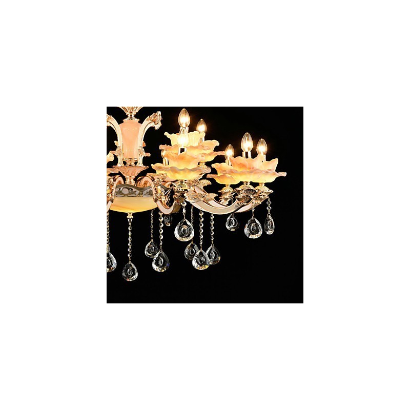 Lampadario in lega di zinco con cristalli, mini stile, 15 lampadine, E12/E14