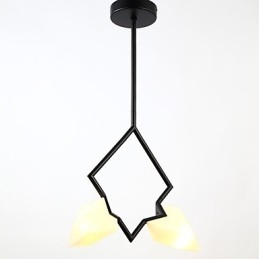 Lampadario moderno a 2 luci in metallo e vetro color pesca Canteen Decorate