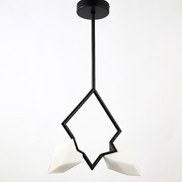 Lampadario moderno a 2 luci in metallo e vetro color pesca Canteen Decorate