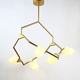 Lampadario moderno a 5 luci in metallo e vetro color pesca, sospensione Canteen Decorate