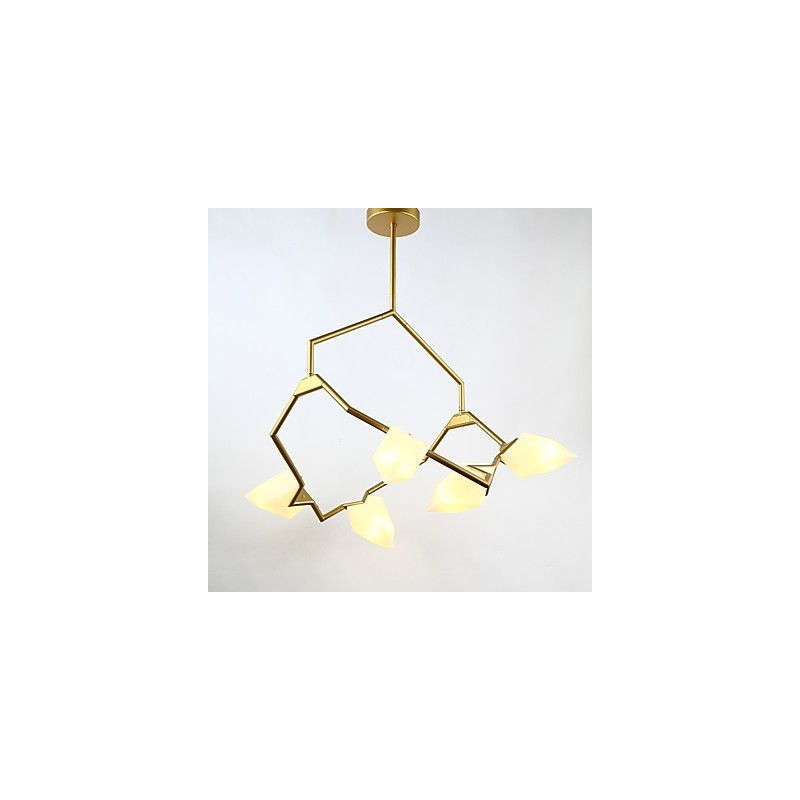Lampadario moderno a 5 luci in metallo e vetro color pesca, sospensione Canteen Decorate