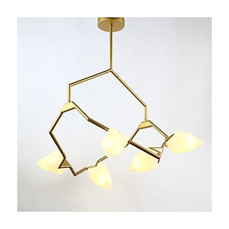 Lampadario moderno a 5 luci in metallo e vetro color pesca, sospensione Canteen Decorate