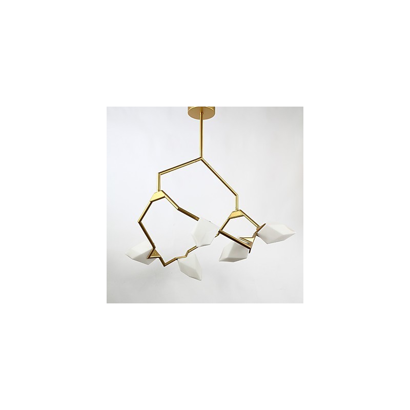 Lampadario moderno a 5 luci in metallo e vetro color pesca, sospensione Canteen Decorate
