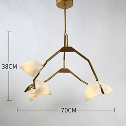 Lampadario moderno a 5 luci in metallo e vetro color pesca, sospensione Canteen Decorate