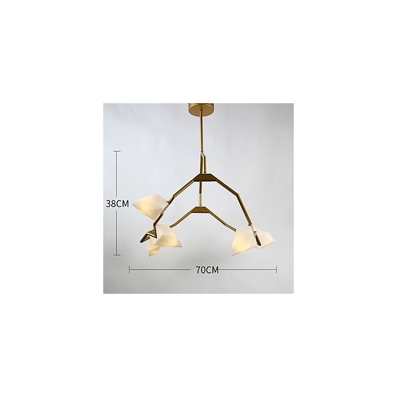 Lampadario moderno a 5 luci in metallo e vetro color pesca, sospensione Canteen Decorate