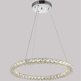 Lampadario a sospensione moderno ad anello in cristallo, dimmerabile con telecomando