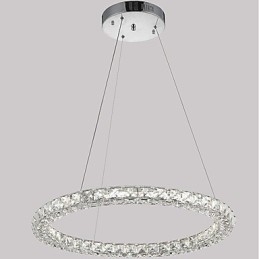 Lampadario a sospensione moderno ad anello in cristallo, dimmerabile con telecomando