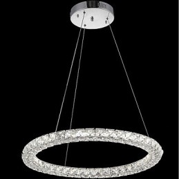 Lampadario a sospensione moderno ad anello in cristallo, dimmerabile con telecomando