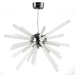 Lampadario a globo cromato in metallo e cristallo con LED integrato