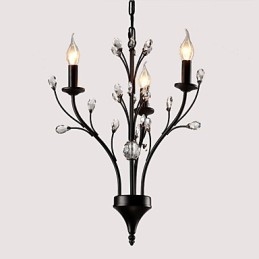 Lampadario classico rustico vintage a globo dipinto con cristalli
