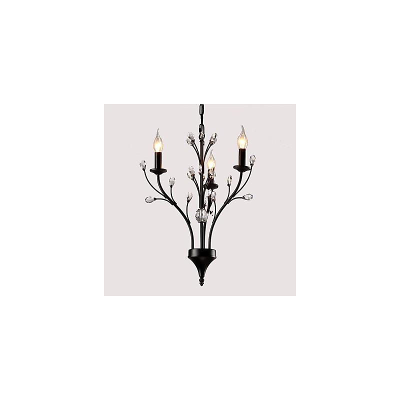 Lampadario classico rustico vintage a globo dipinto con cristalli