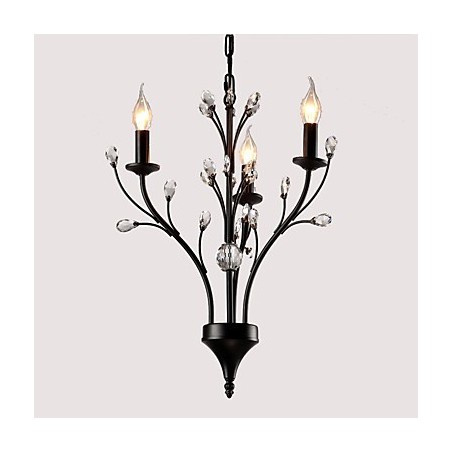 Lampadario classico rustico vintage a globo dipinto con cristalli