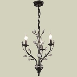 Lampadario classico rustico vintage a globo dipinto con cristalli