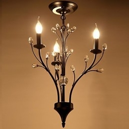 Lampadario classico rustico vintage a globo dipinto con cristalli