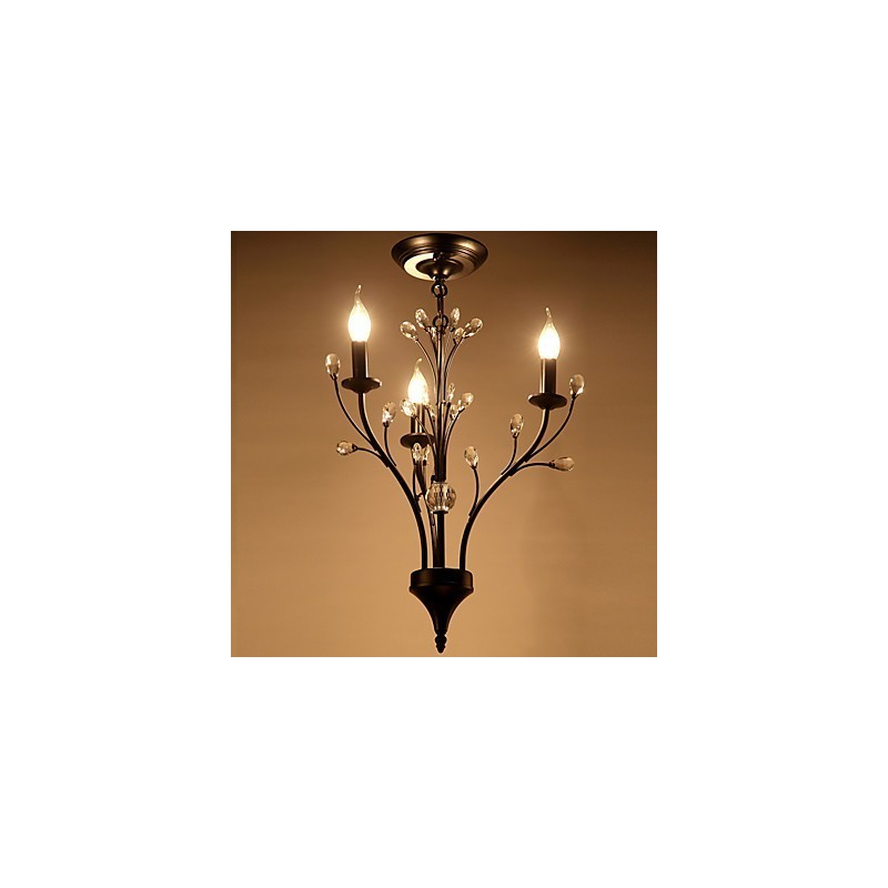 Lampadario classico rustico vintage a globo dipinto con cristalli