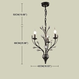 Lampadario classico rustico vintage a globo dipinto con cristalli