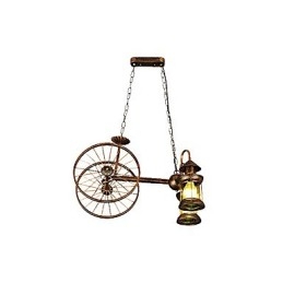 Lampadario rustico vintage country a globo dipinto in metallo per 5 lampadine E12/E14