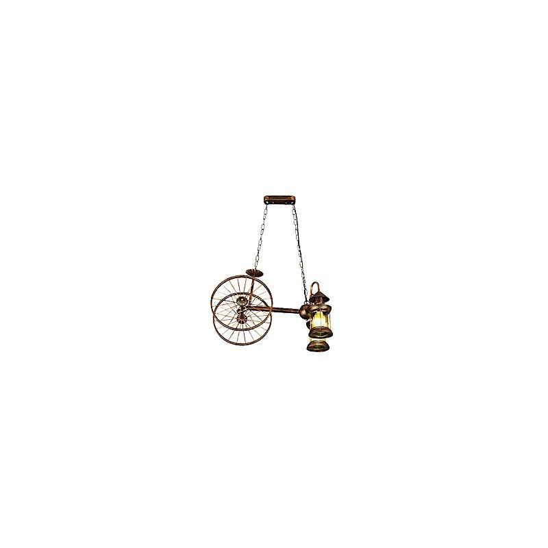 Lampadario rustico vintage country a globo dipinto in metallo per 5 lampadine E12/E14