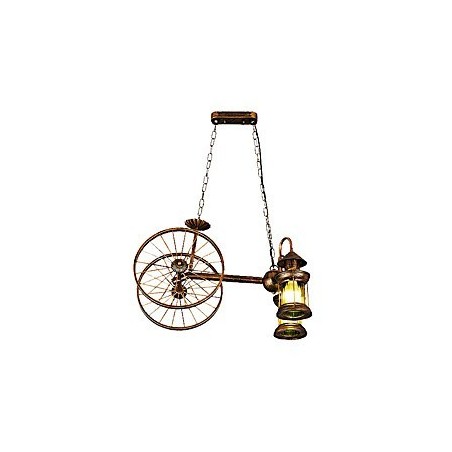 Lampadario rustico vintage country a globo dipinto in metallo per 5 lampadine E12/E14