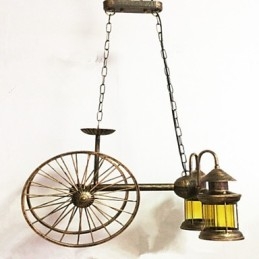 Lampadario rustico vintage country a globo dipinto in metallo per 5 lampadine E12/E14