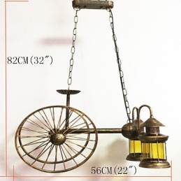 Lampadario rustico vintage country a globo dipinto in metallo per 5 lampadine E12/E14