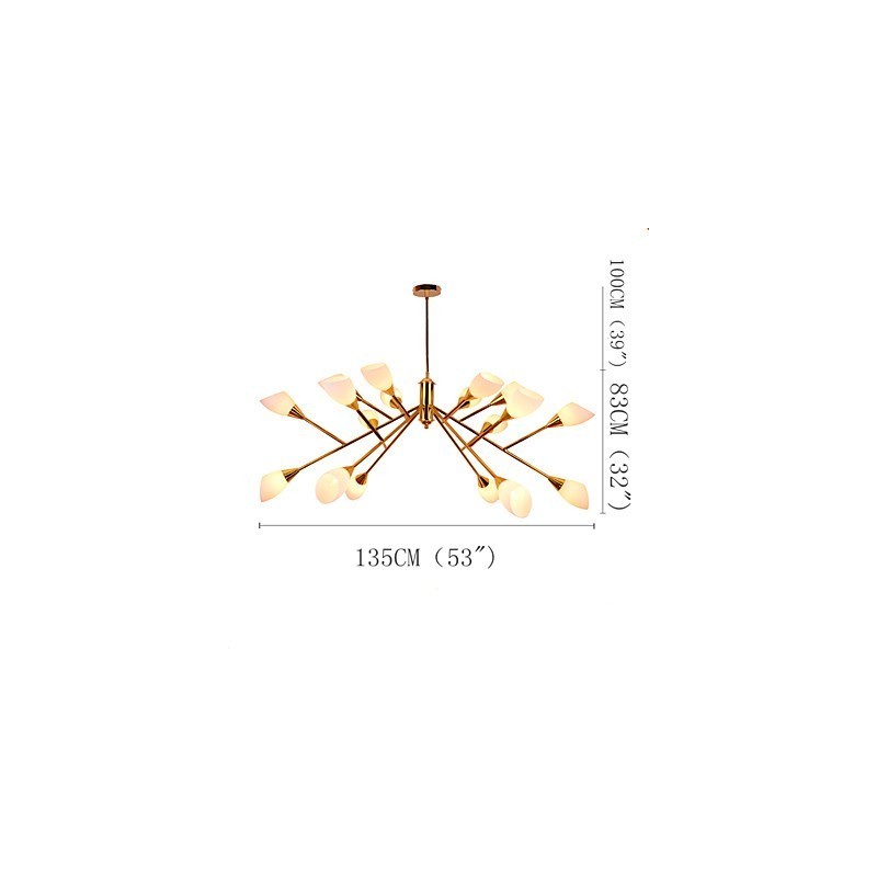 Lampadario nordico creativo per ingresso, metallo e vetro, 83 x 135 x 83 cm
