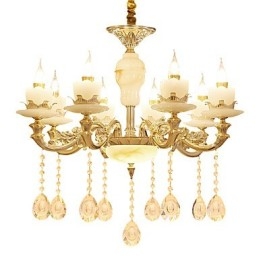 Lampadario classico in lega di zinco e cristallo, stile europeo, 8 luci E12/E14