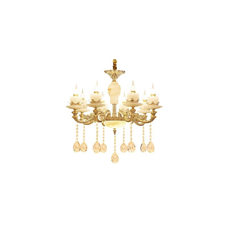Lampadario classico in lega di zinco e cristallo, stile europeo, 8 luci E12/E14