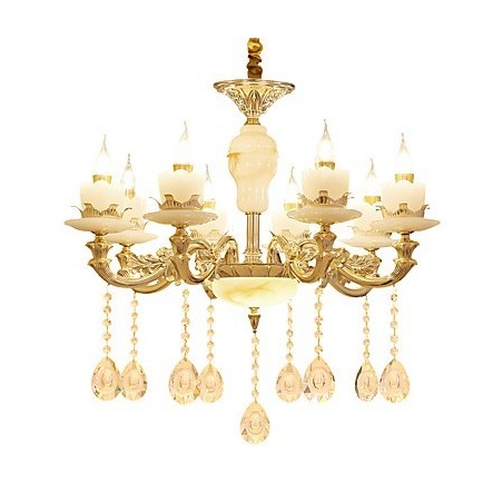 Lampadario classico in lega di zinco e cristallo, stile europeo, 8 luci E12/E14