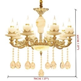 Lampadario classico in lega di zinco e cristallo, stile europeo, 8 luci E12/E14