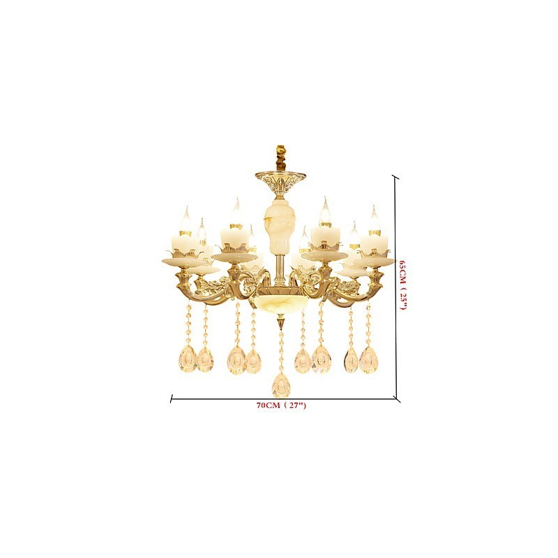 Lampadario classico in lega di zinco e cristallo, stile europeo, 8 luci E12/E14