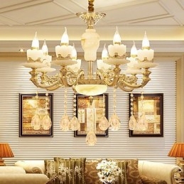 Lampadario classico in lega di zinco e cristallo, stile europeo, 8 luci E12/E14