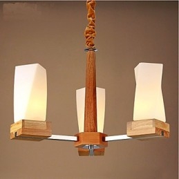 Lampadario in legno massello Iviving, 2 luci, beige