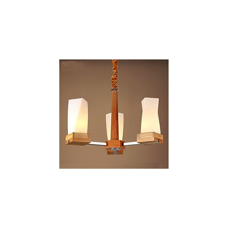 Lampadario in legno massello Iviving, 2 luci, beige