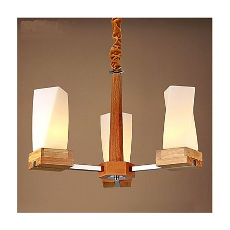 Lampadario in legno massello Iviving, 2 luci, beige