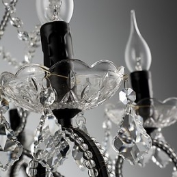 Lampadario retrò country in metallo dipinto con cristalli, 10 lampadine E12/E14