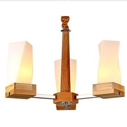 Lampadario in legno massello Iviving, 2 luci, beige