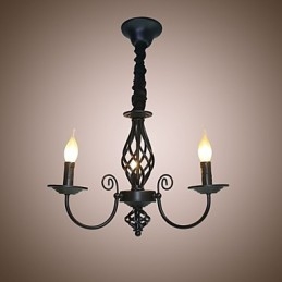 Lampadario classico europeo a 3 luci in metallo, stile candela, attacco E12/E14