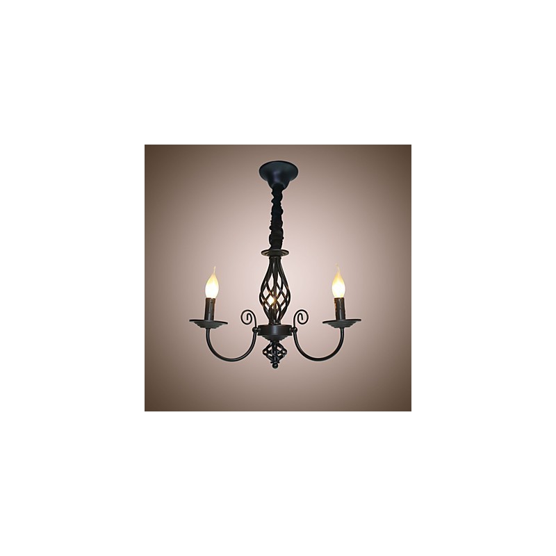 Lampadario classico europeo a 3 luci in metallo, stile candela, attacco E12/E14
