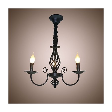 Lampadario classico europeo a 3 luci in metallo, stile candela, attacco E12/E14