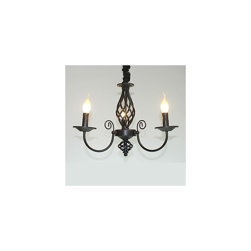 Lampadario classico europeo a 3 luci in metallo, stile candela, attacco E12/E14